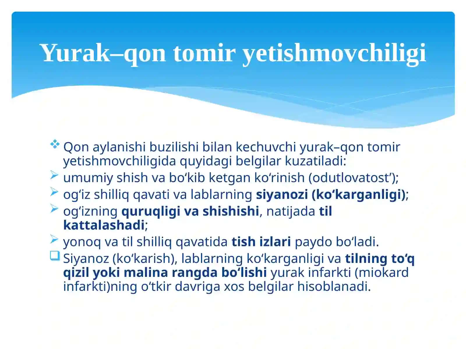Yurak-qon tomir kasalliklarida  OBShQdagi oʻzgarishlar. 3