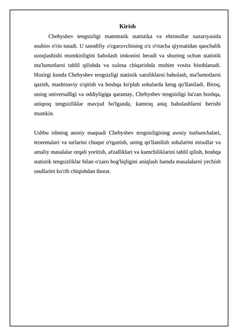 Chebishev tengsizligi 3