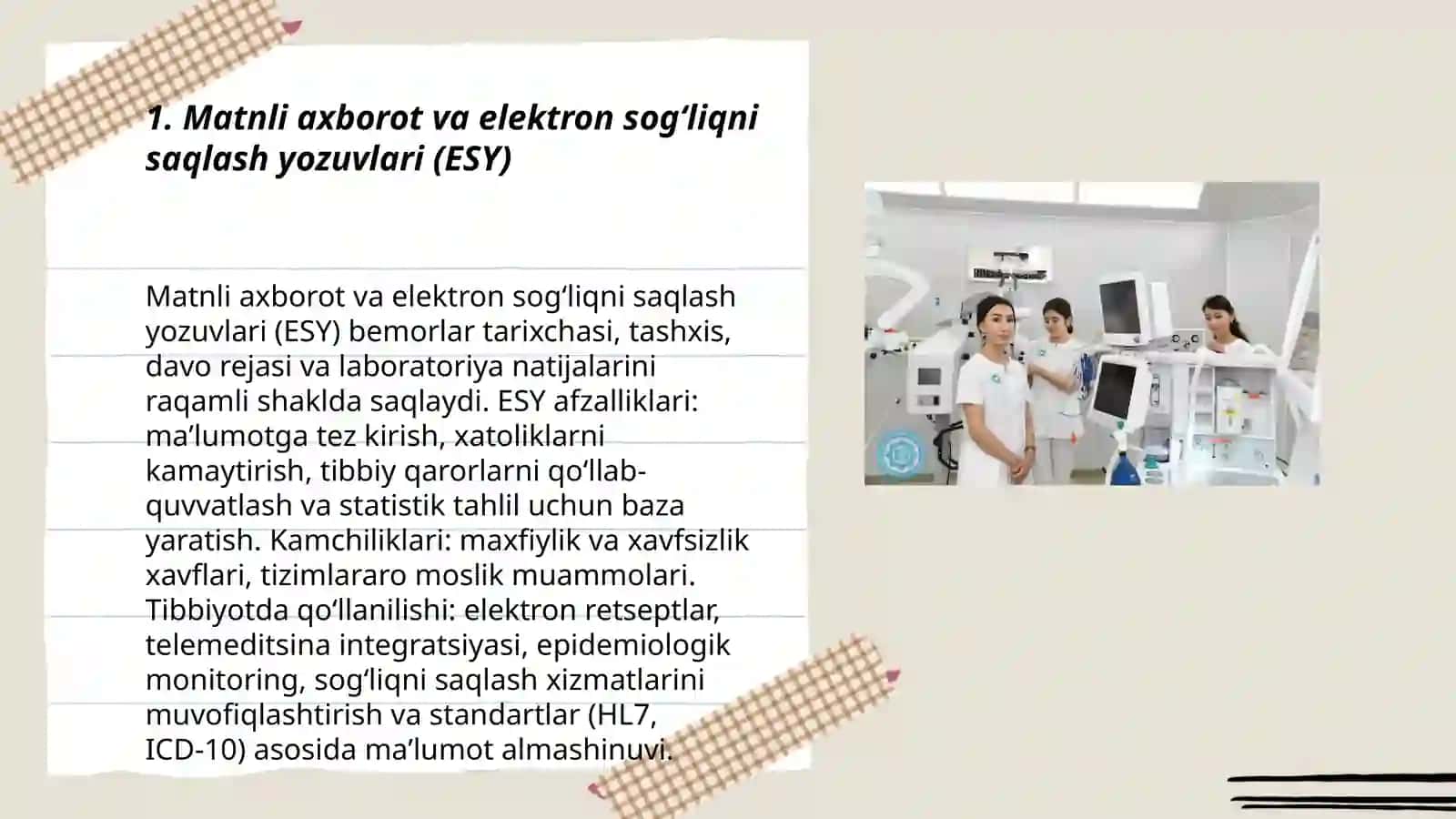 Matnli axborot va elektron sogʻliqni saqlash yozuvlari (ESY) 3