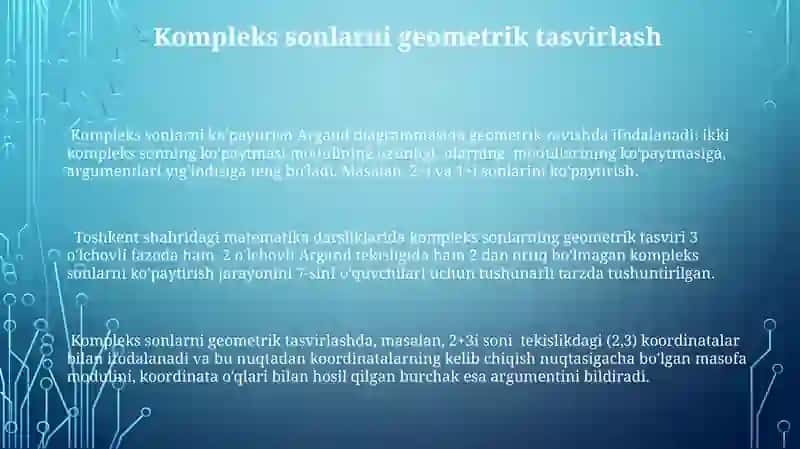 Kompleks sonlarni ko'paytirishning geometrik tasvirini ko'rsatish 3