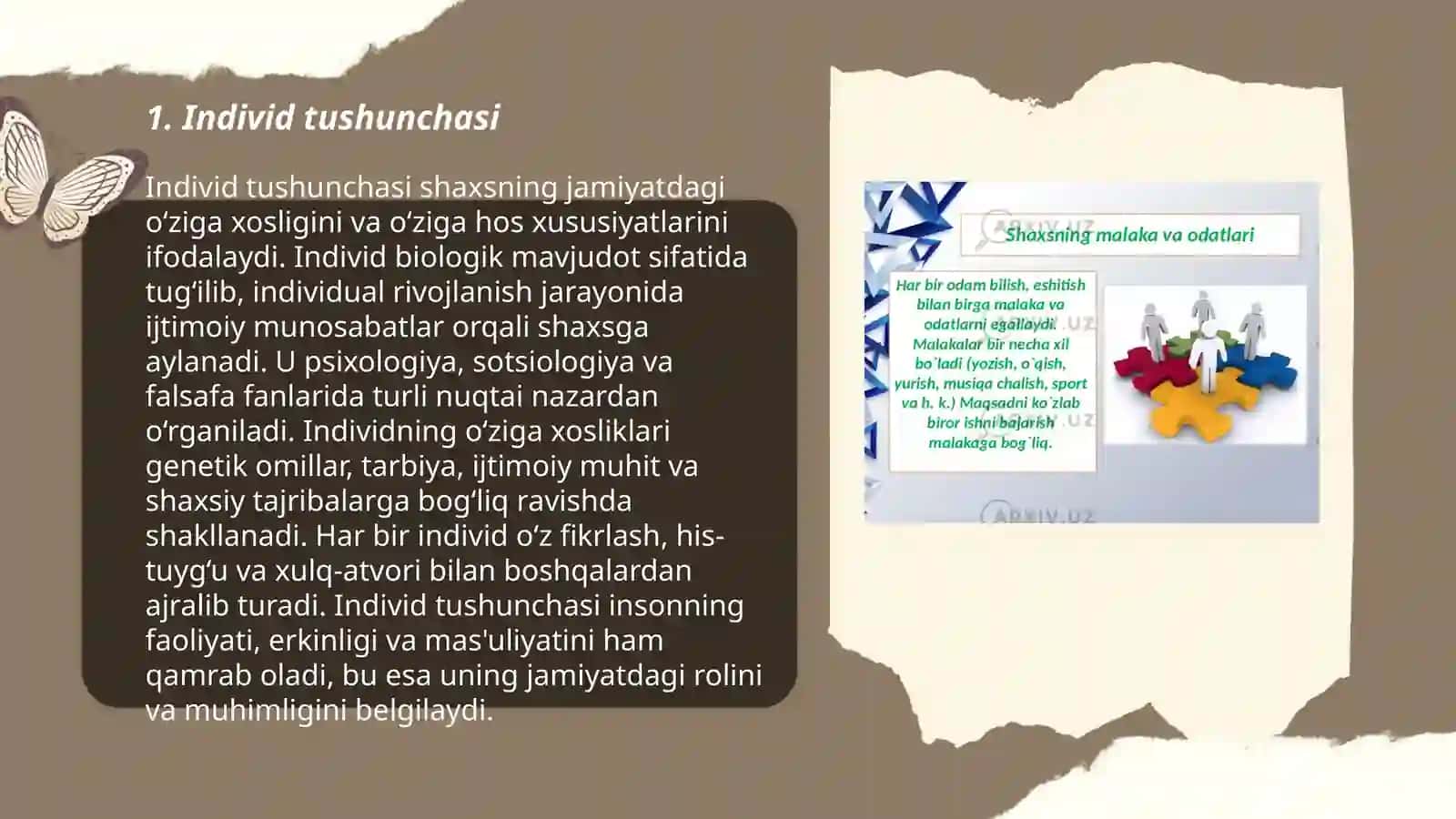 Induvid. Individual shaxs tushunchalari 3