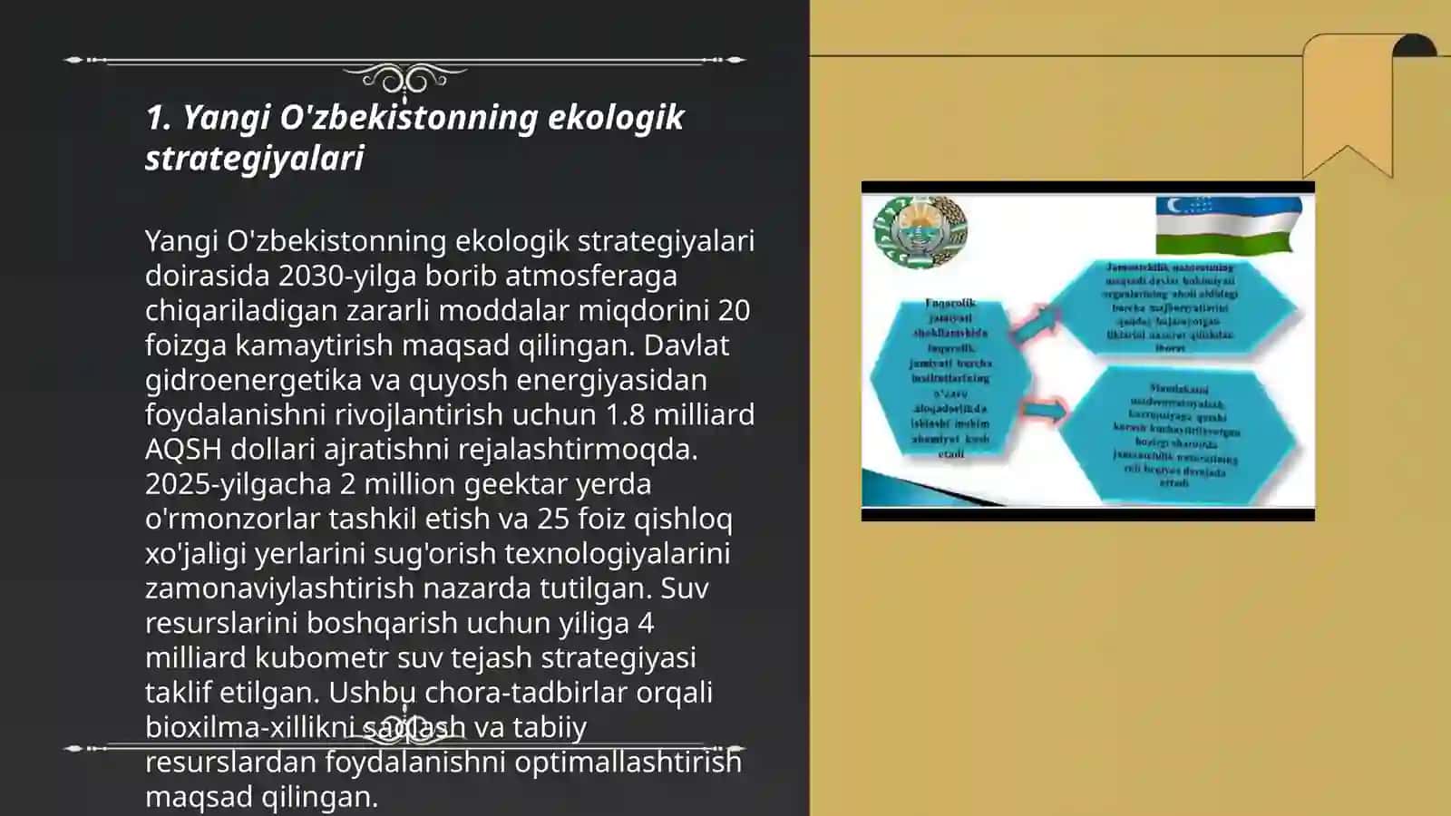 Yangi O'zbekiston Respublikasining ekologik va ijtimoiy rivojlanish dasturlari 3