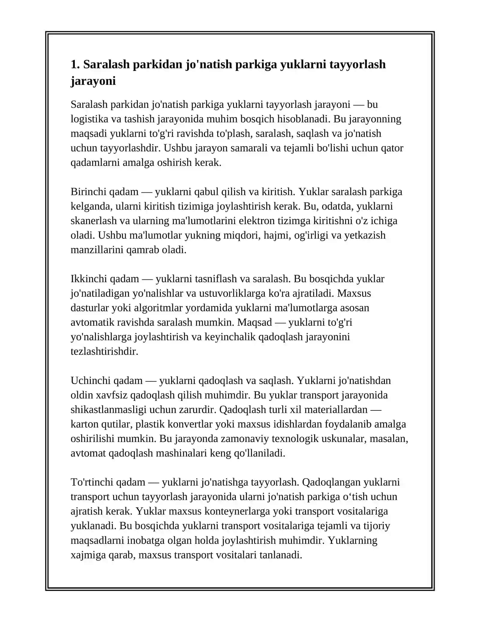 SARALASH PARKIDAN TARKIBLARNI JÖNATISH PARKIGA OLIB ÖTISH 3