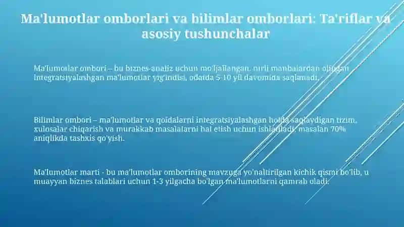 Ma'lumotlar omborlari va bilimlar omborlari: Asosiy tushunchalar va tibbiyotdagi roli 3