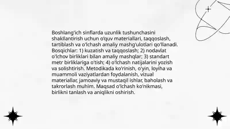 Boshlang'ich sinflarda asosiy miqdorlar va ularni o'lchov birliklarini o'rgatish metodikasi 3