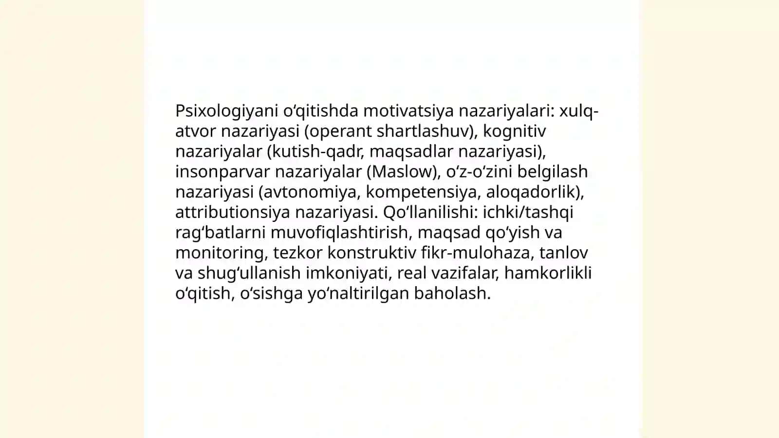 Psixologiya oʻqitishning psixologik jabhalari 3