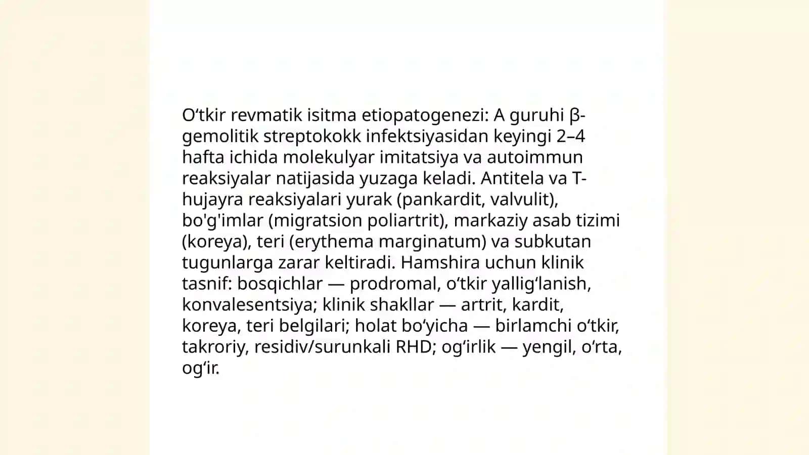 Oʻtkir Revmatik Isitma Sindromida Hamshiralik Jarayoni 3