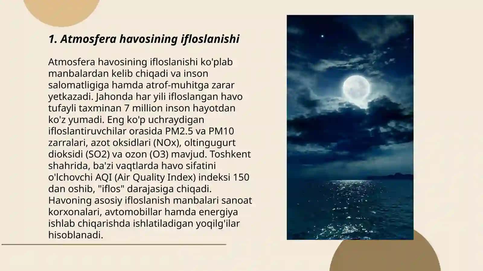 Atmosfera havosining ekologiyasi va salomatlik muammolari 3