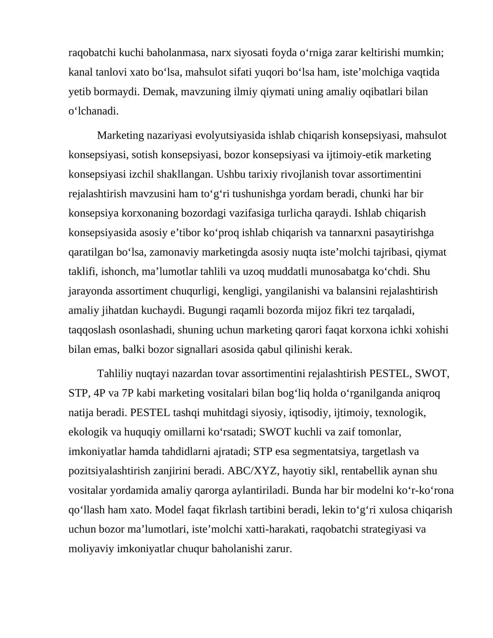 Tovar assortimentini rejalashtirish 3