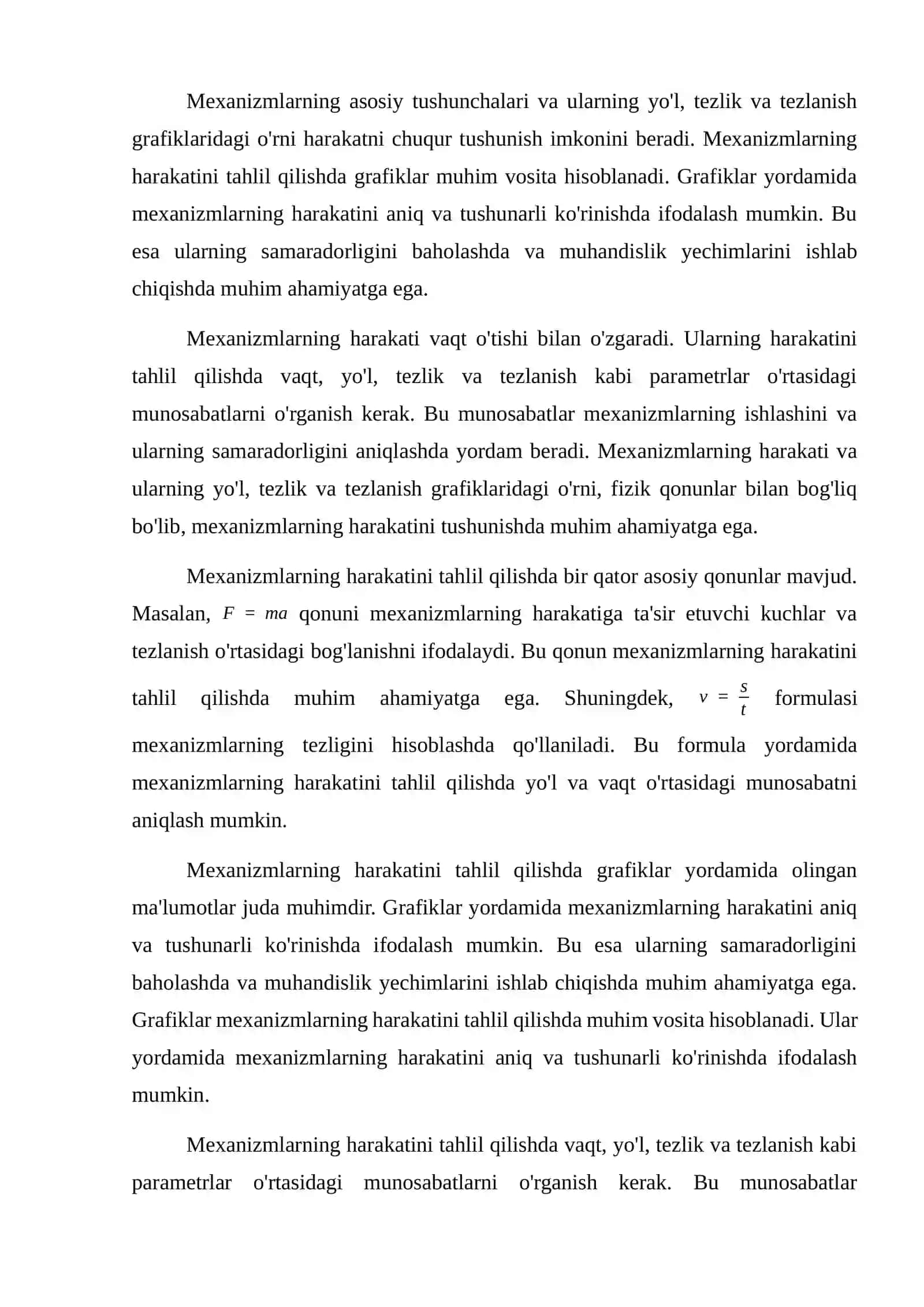 Mexanizmlarni yoʻl tezlik va tezlanish grafiklarni ko'rish 3