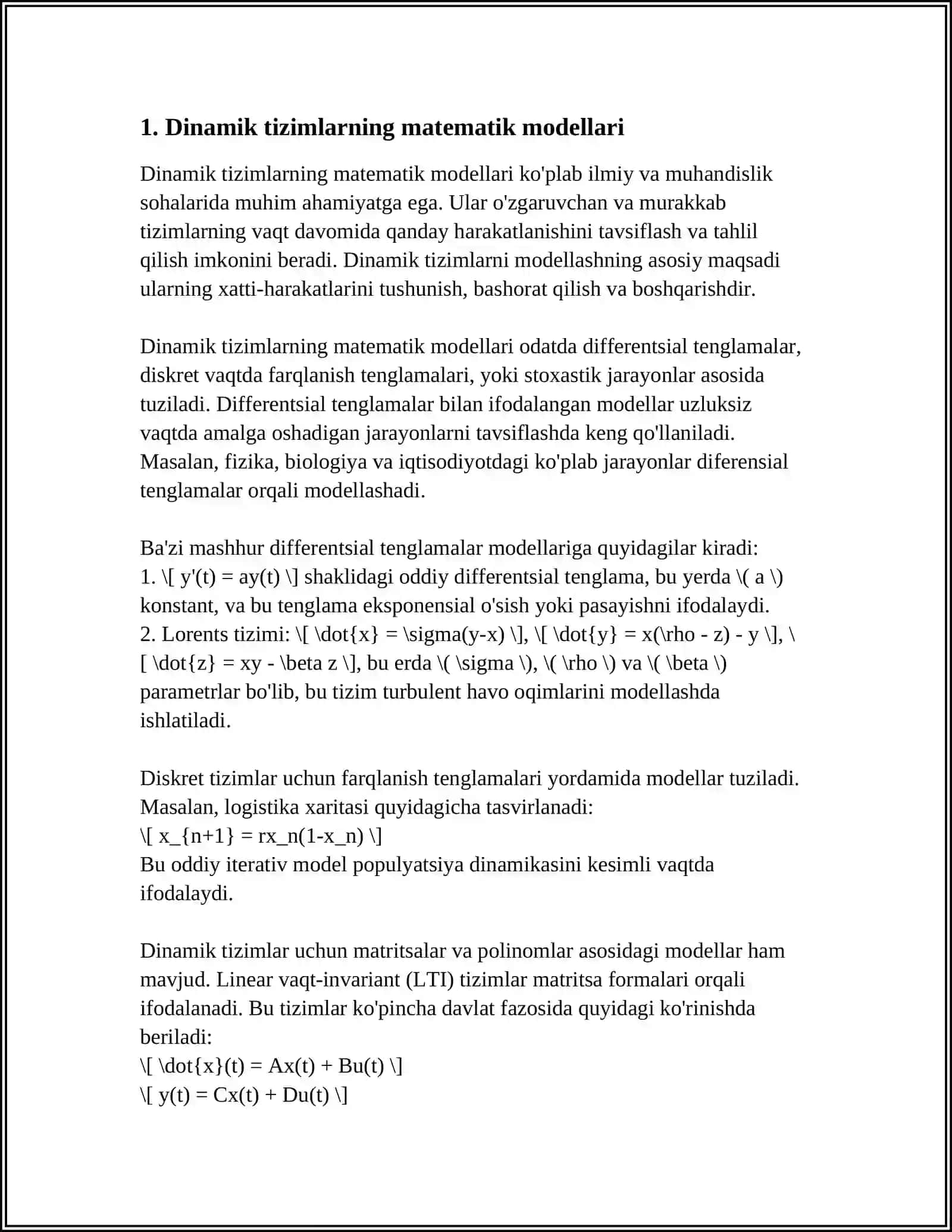 FIZIKADA DINAMIK VA STATIK JARAYONLARNI MODELLASHTIRISH 3