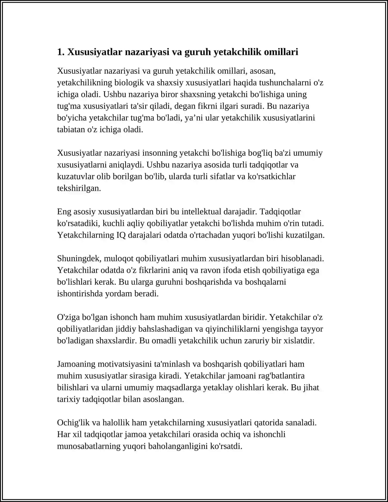 GURUHDA YETAKCHILIK FENOMINI NAZARIYALAR VA TURLARI 3