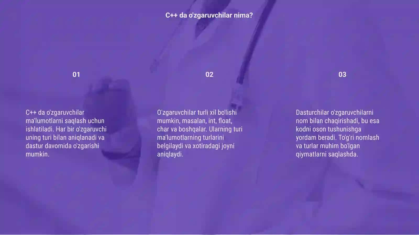 C++ da o'zgaruvchilar 3