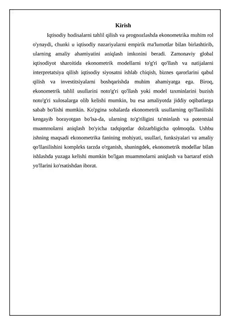 Ekonometrikaning mohiyati va usullari 3