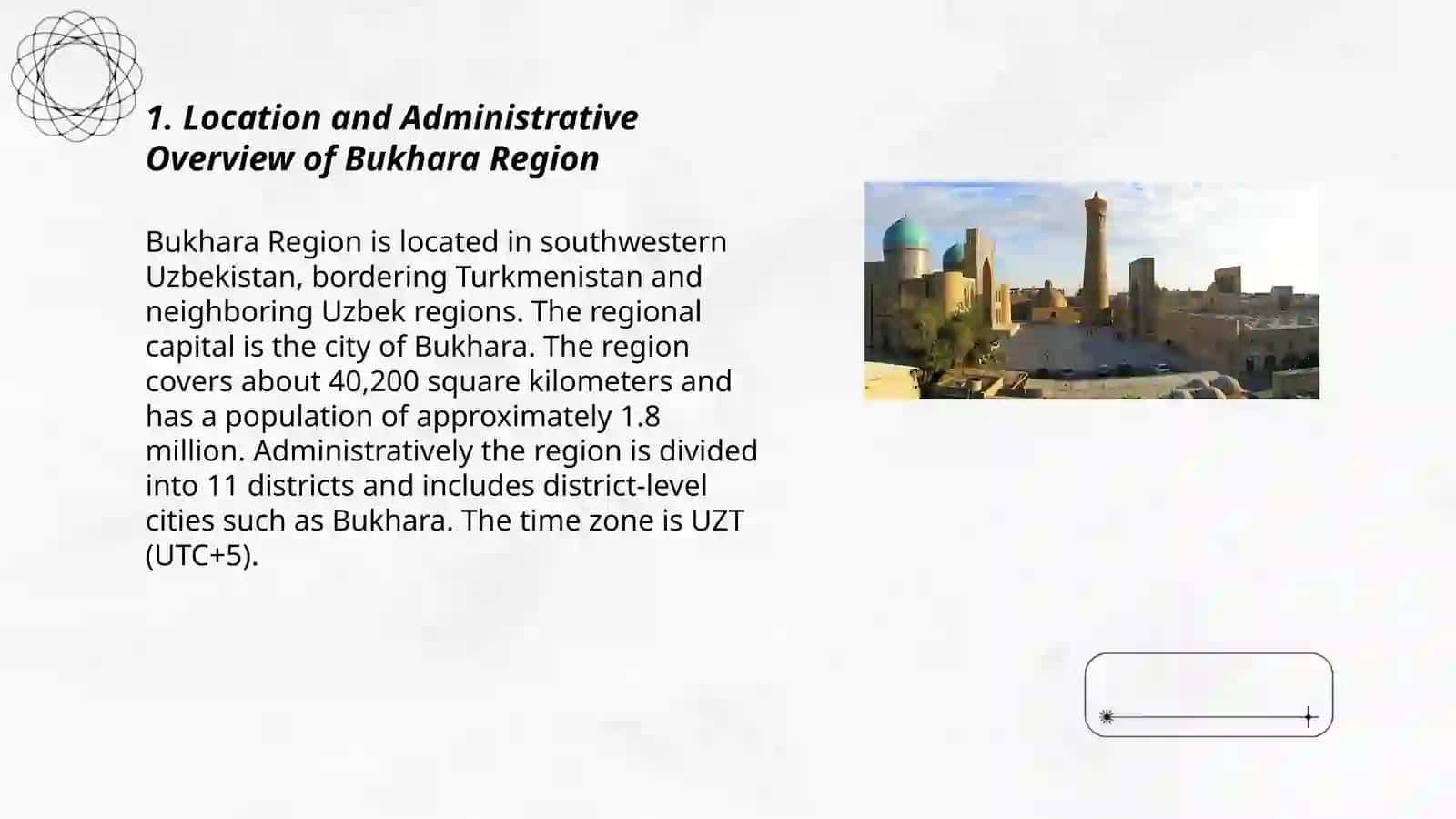 Plan: Location and Administrative Overview of Bukhara Region 3