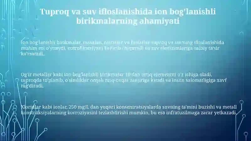 Tuproq va suvda ion bog'lanishli birikmalarni aniqlash usullari 3