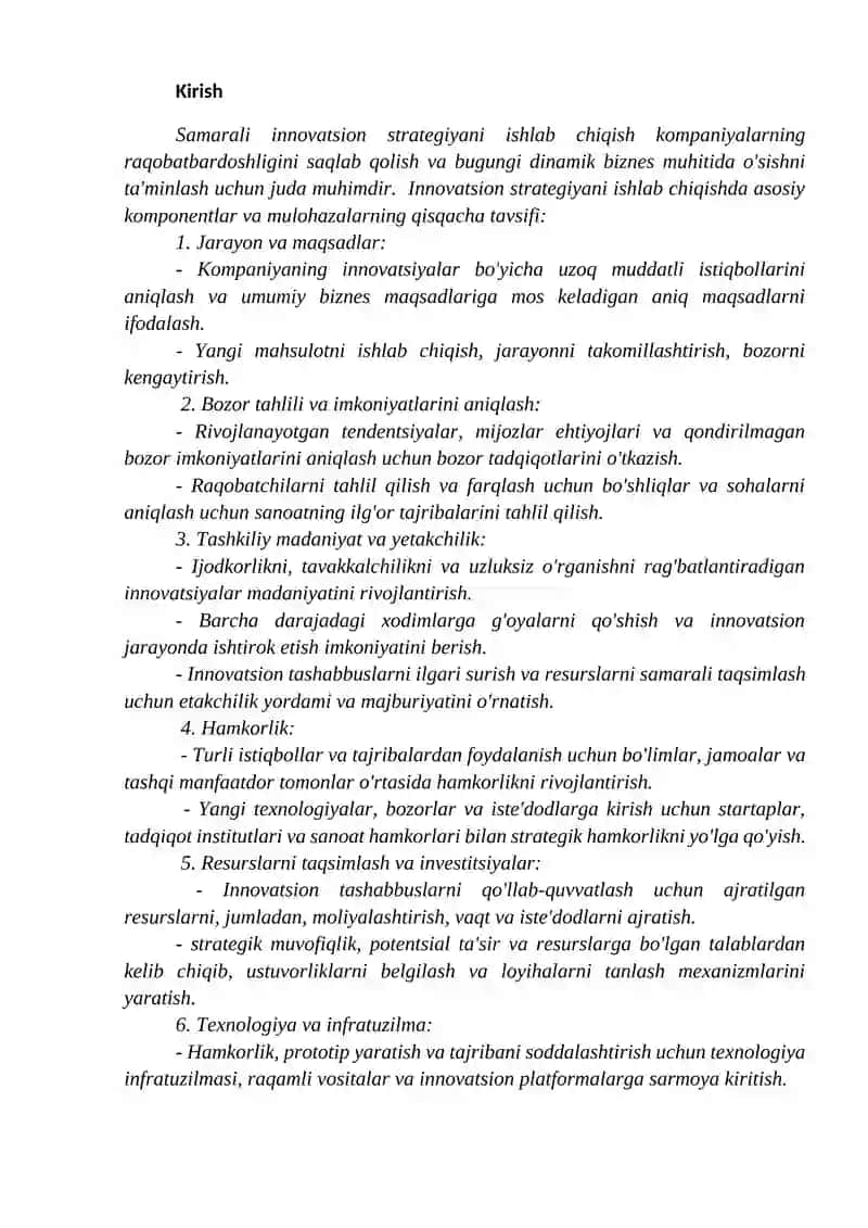 Korxonada innovatsion strategiyani tanlash va amalga oshirish jarayonlari 3