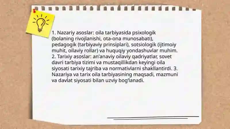 Oila tarbiyasi shakl, metod va vositalari. Oila va uning vazifalari Durdiyeva Shaxina 3