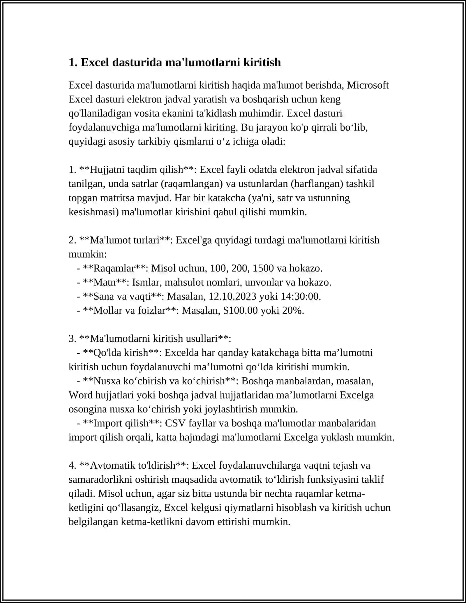 EXCEL DASTURIDA ISHLASH 3