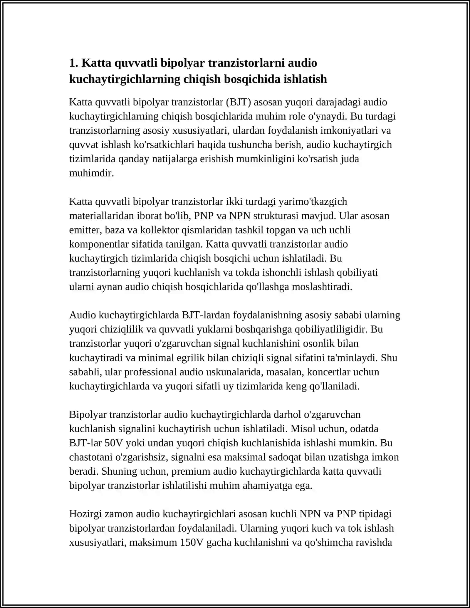 KATTA QUVVATLI BIPOLYAR TRANZISTORNI ISHLATILISHI 3