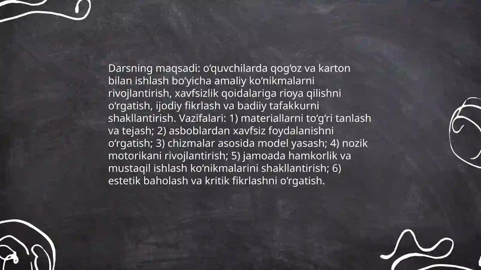 Qog‘oz va karton bilan ishlash darslarining mazmuni 3