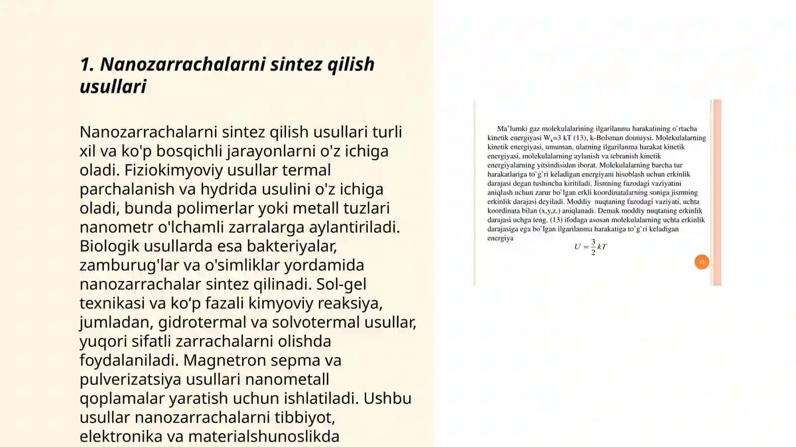 Nanozarrachalarni olinishi va tuzilishi molekulyar-kinetik xossalar 3