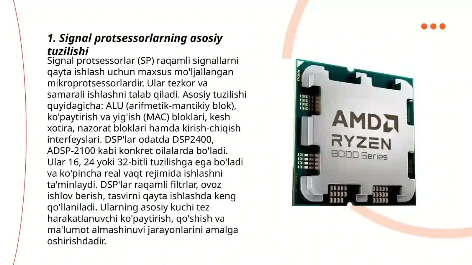Signal protsessorlari tuzilishi, qurilmalari va ishlash tartibi 3