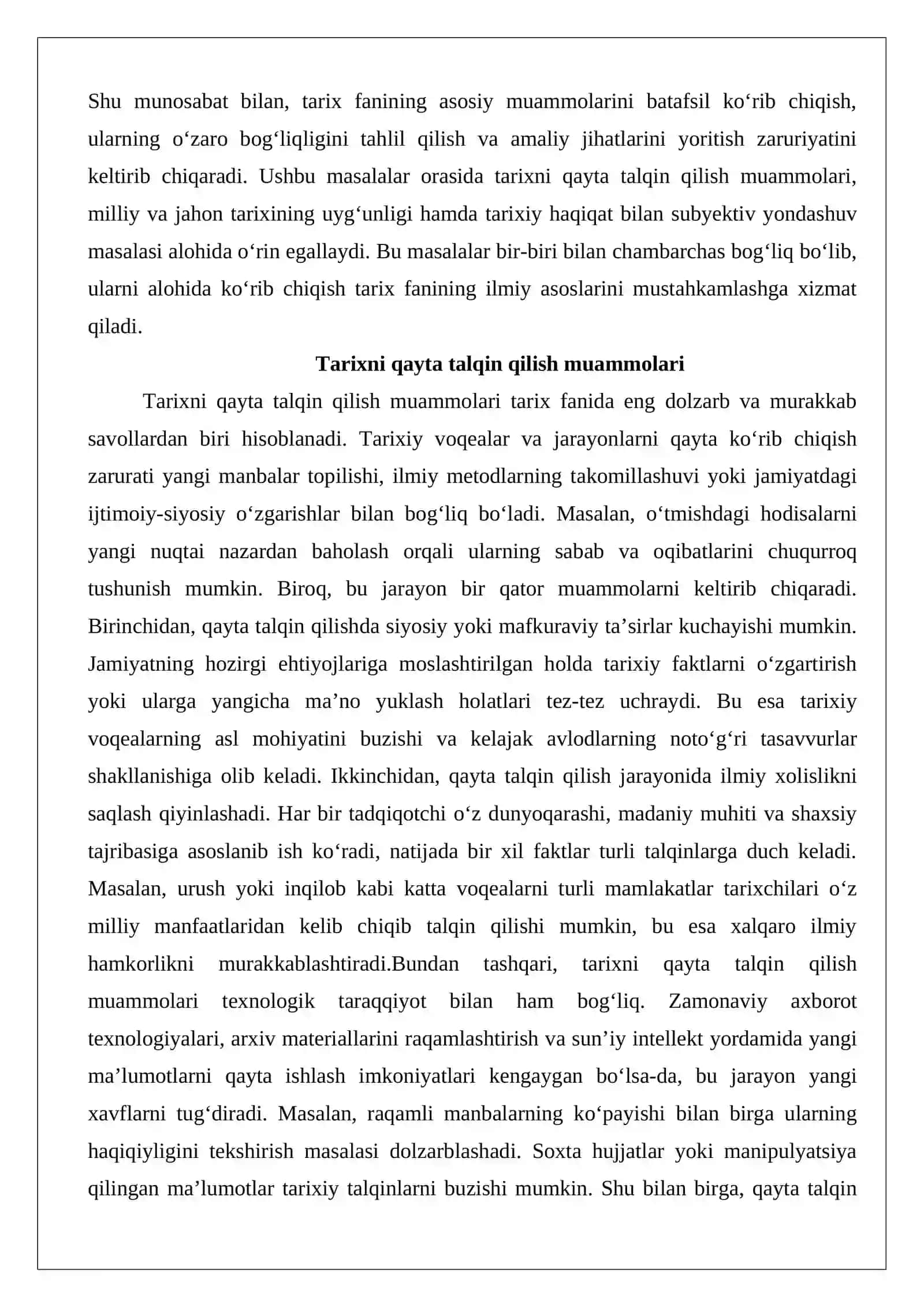 Tarix fanining dolzarb masalalari va zamonaviy metodologik yondashuvlar 3