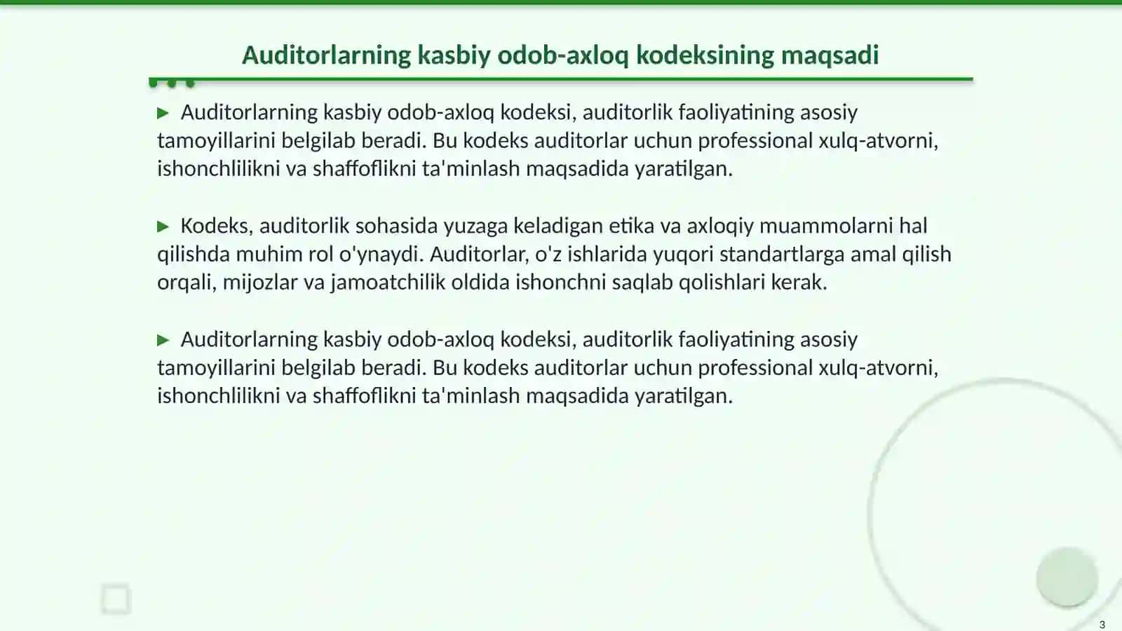 Auditorlarning kasbiy odob-axloq kodeksi 3