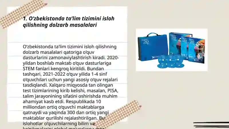 O‘zbekistonda taʼlim siyosati va taʼlimni modernizatsiya qilishning asosiy yo‘nalishlari 3
