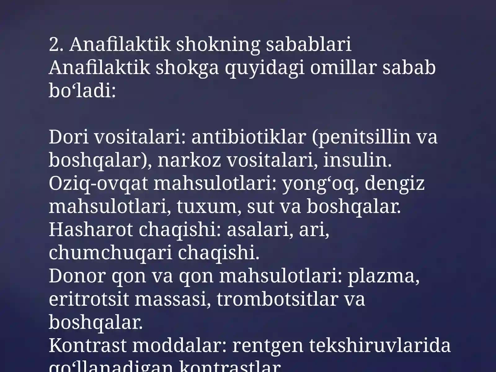 Anafilaktik shok:sabablari, klinikasi va tashxisi, birinchi yordam 3