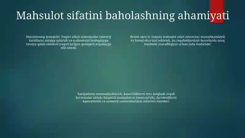 Mahsulot Sifatini Darajasini Baholash 3