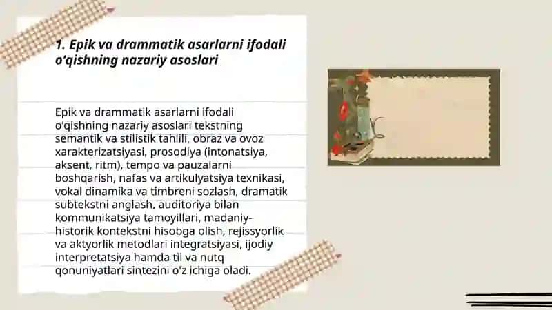 Epik va drammatik asarlarni ifodali oʻqish 3