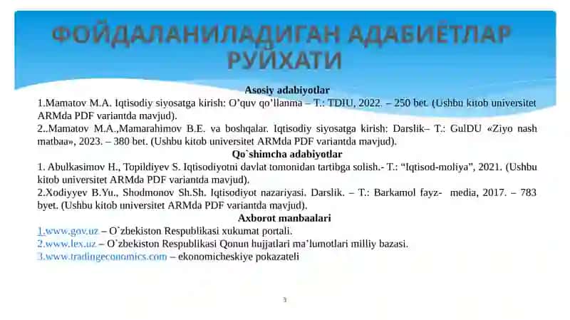 ИҚТИСОДИЙ СИЁСАТНИНГ ДАСТАК ВА ВОСИТАЛАРИ 3