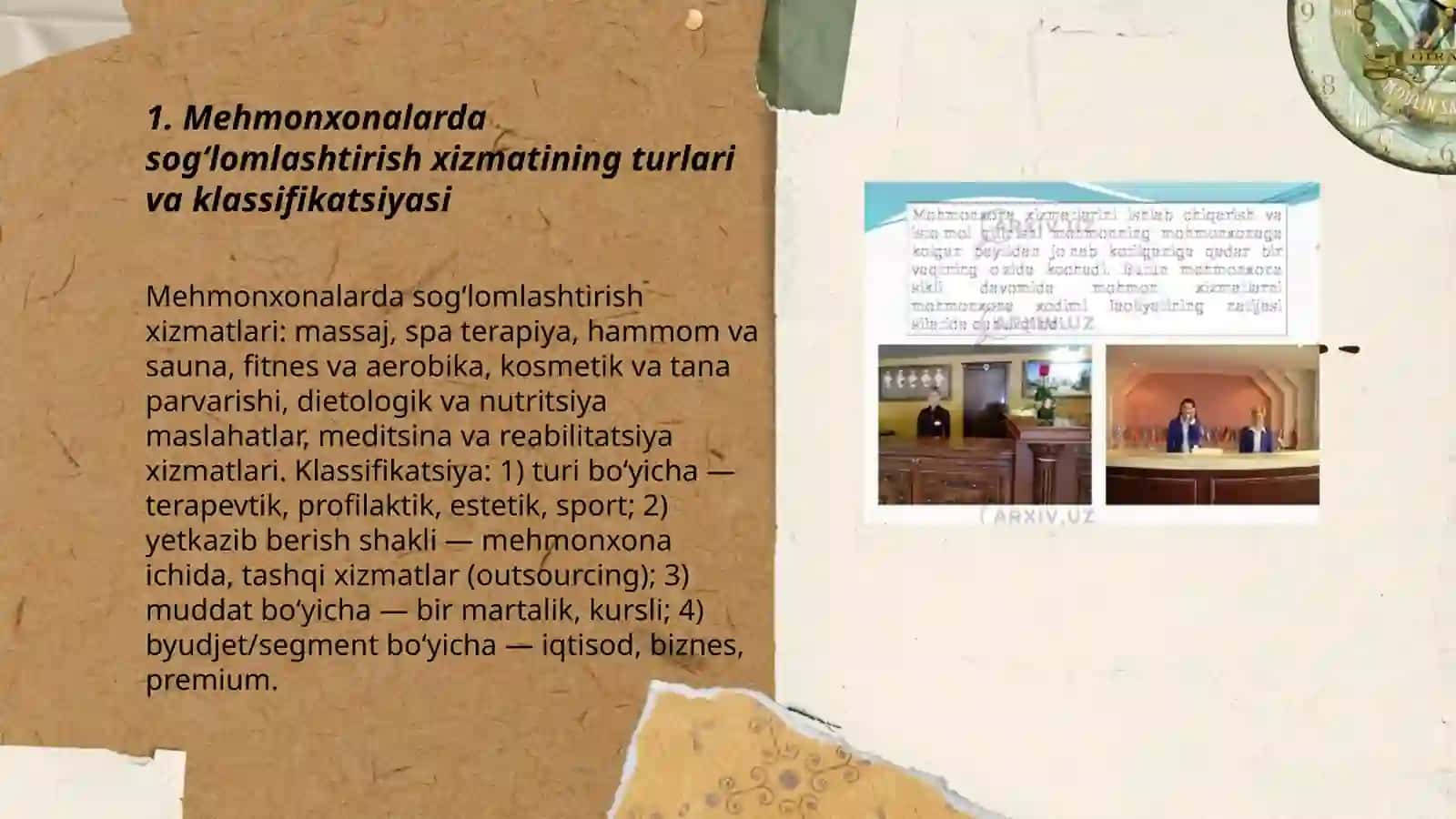 Mehmonxona va turizm sohasida sogʻlomlashtirish xizmati 3