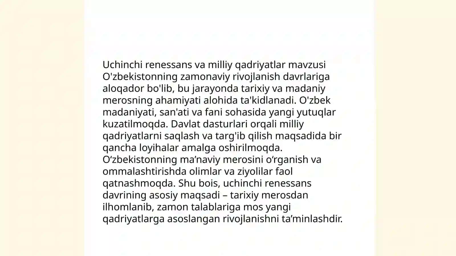 Uchinchi renesans gʻoyalarini targʻib etishda milliy va umuminsoniy qadriyatlarimizning oʻrni 3