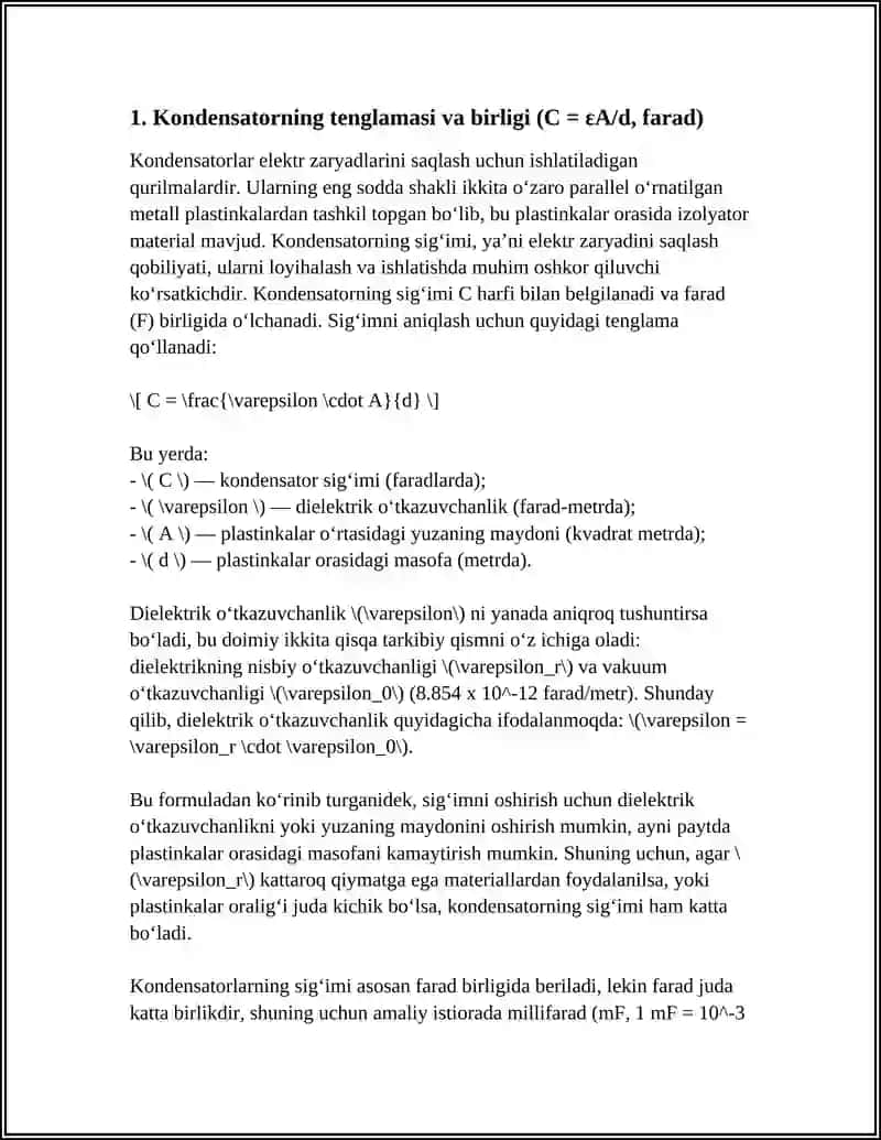 SODDA KONDENSATOR SIGʻIMLARINI ANIQLASH 3