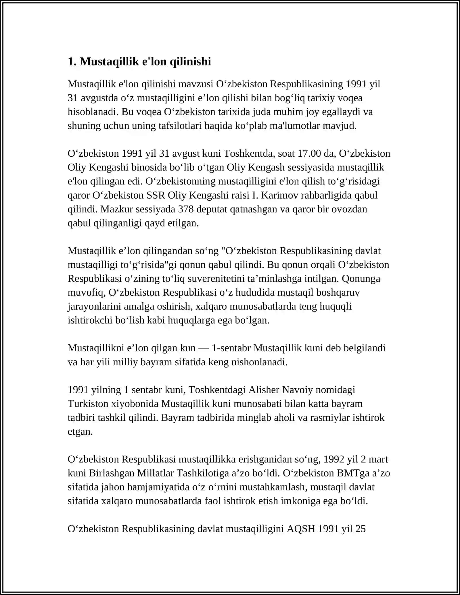 MUSTAQILLIK YILLARIDA ÓZBEKISTON 3
