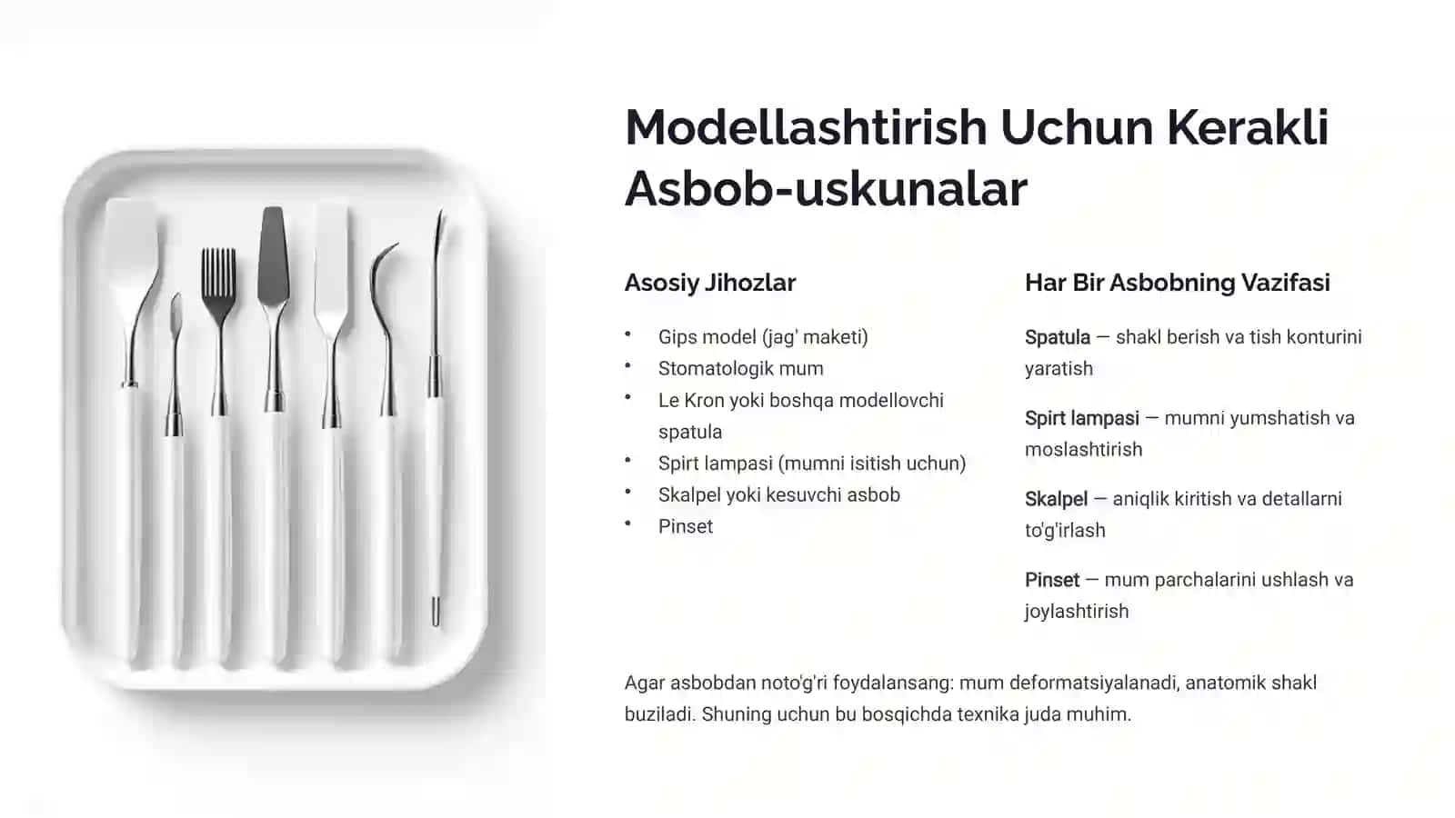 Ortopedik Stomatologiyada Tishlarni Mumdan Modellashtirish 3