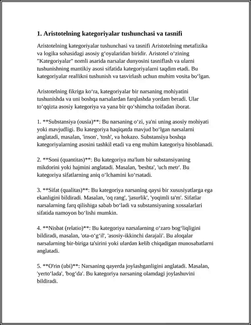 ARISTOTEL, FAROBIY VA KANT ONTOLOGIYASIDA KATEGORIYALARNING TASNIFI 3