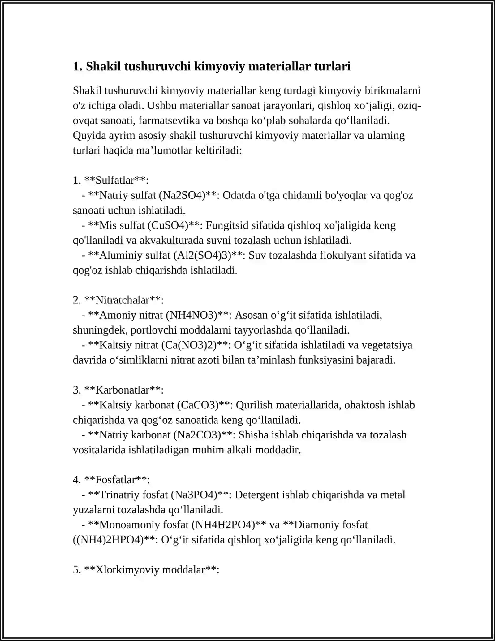 SHAKIL TUSHURUVCHI KIMYOVIY MATERIALLAR VA ULARNI QO'LLASH JARAYONI 3