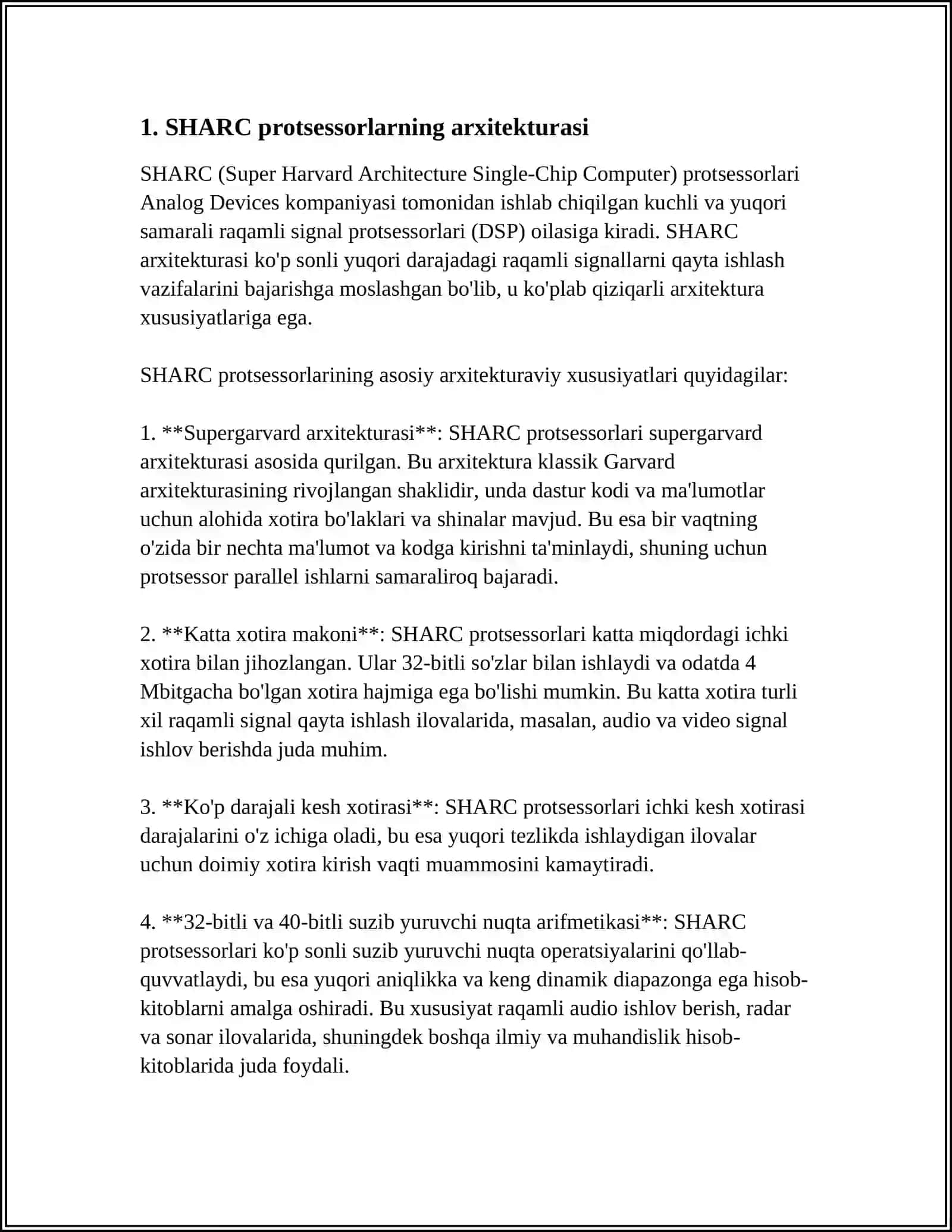 SHARC SIGNAL PROTLESSORLARI VA ISHLASH PRINSIPLARI 3