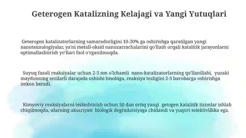 Geterogen va katalitik jarayonlar 3