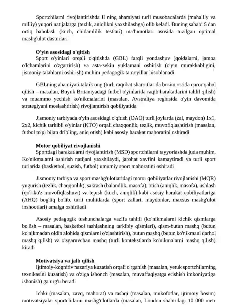 Samarali jismoniy tarbiya differentsiallashgan o'qitish 3