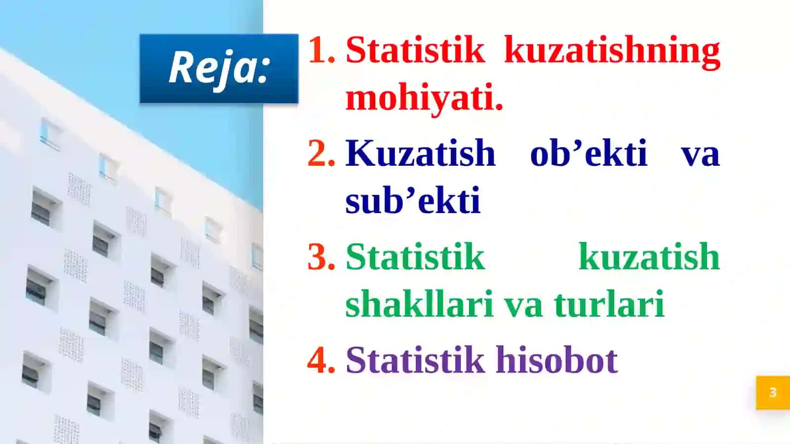 Statistik kuzatish uslubiyati 3