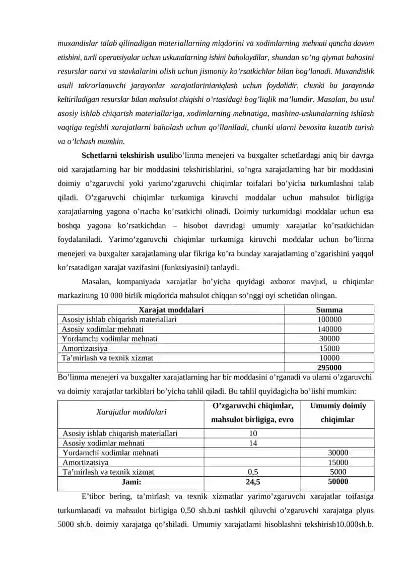 XARAJatlarni baholash va ular dinamikasi 3