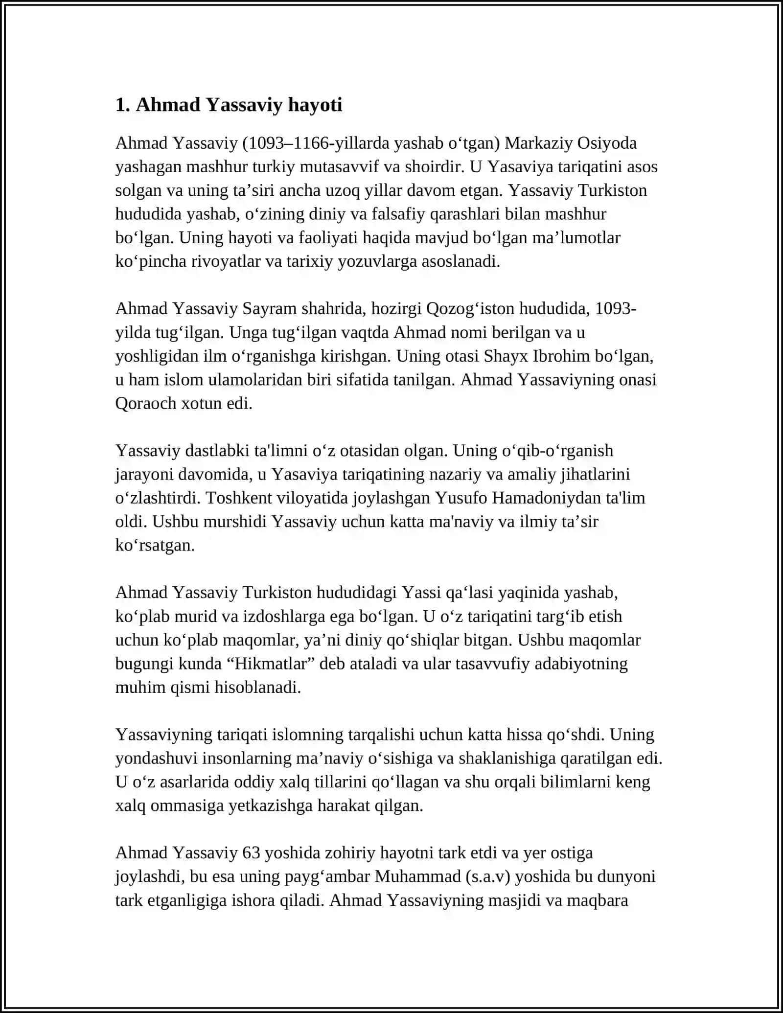 AHMAD YASSAVIY HAQIDA REFERAT 3