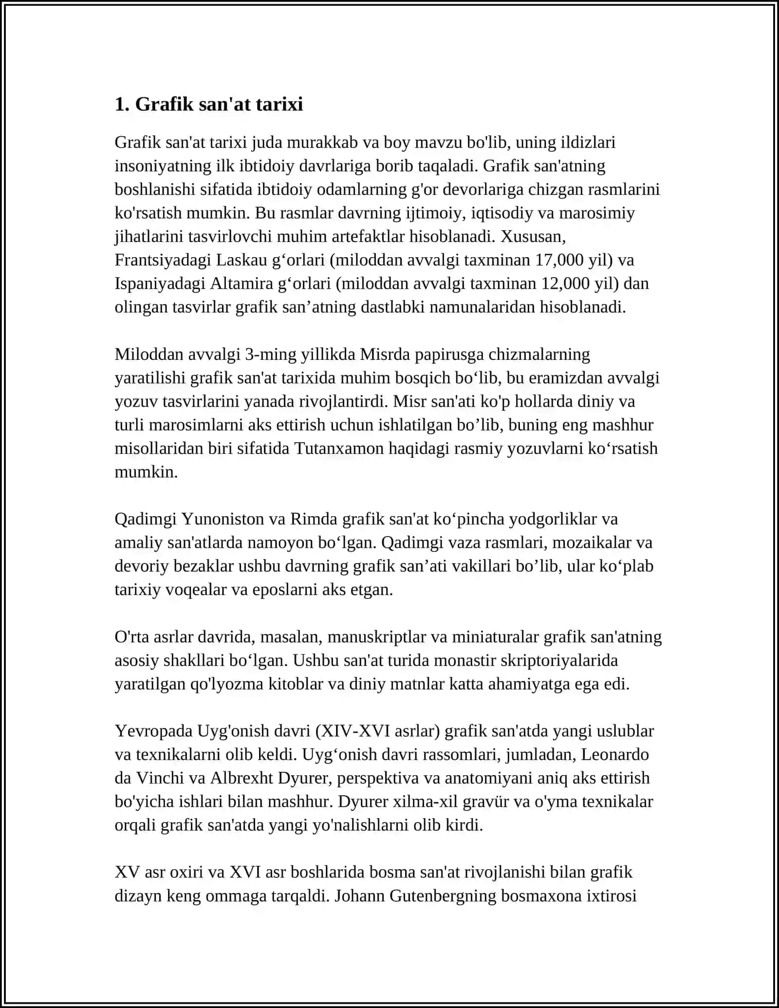 GRAFIKA VA GRAFIK VOSITALAR HAQIDA MA'LUMOT. OʻZBEK YOZUV TARIXI 3