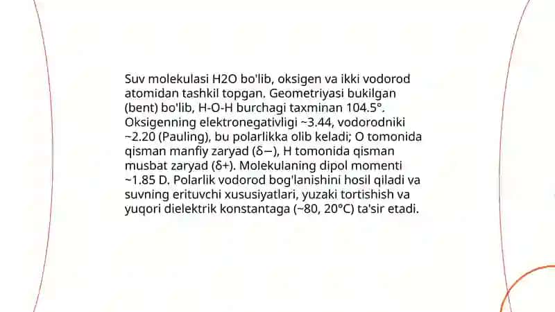 Suv. Xususiyatlari va biologik funktsiyasi. 3