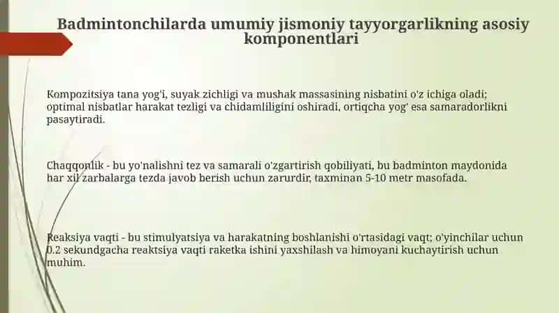 Badmintonchilarning umumiy jismoniy tayyorgarligi 3
